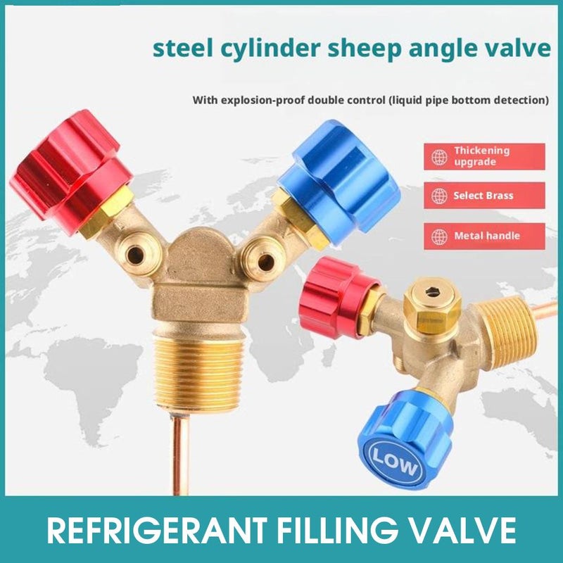 Refrigerant Recovery Special Valve, High and Low Pressure Horn Valve Explosion-Proof Switch, 30CM Length Copper Tube - Image 3